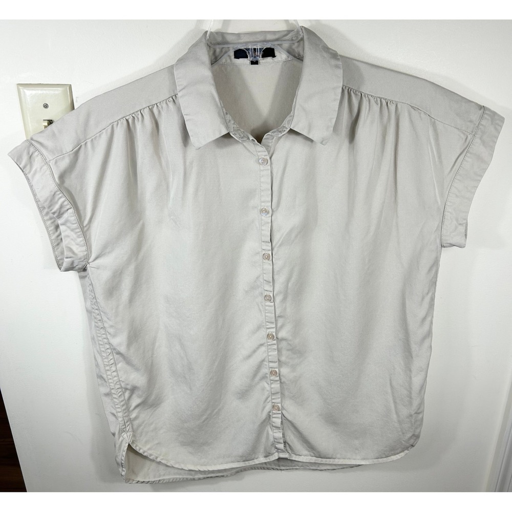 Quince Camp Shirt Women S Shale Vintage Wash Tencel Button Up Clean Girl Safari